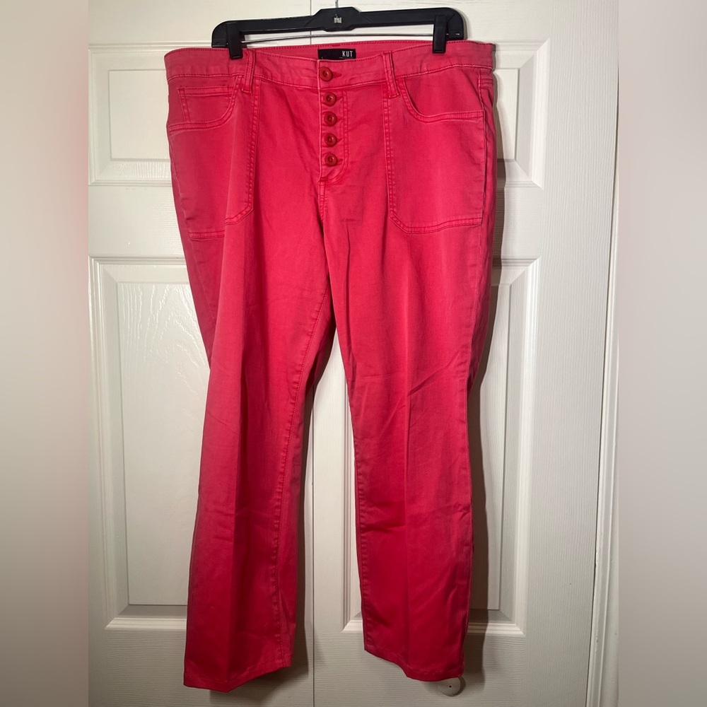 Kut From The Kloth Jeans Size 14 Pink Button Fly Jeans